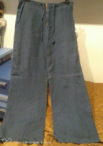 Pantaloni donna lino blu