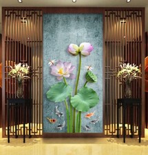 3D Lotus Libelle Q8740 Tapete Wandgemälde Fototapete Selbstklebend Kay