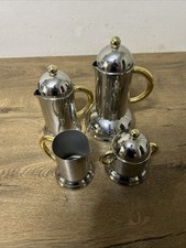 SET 4 Pezzi CAFFETTIERA 6 TAZZE +  LATTIERA + ZUCCHERIERA VINTAGE INOXPRAN