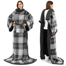 Sherpa Fleece Blanket with Sleeves Women Men Adult, Wearable Blanket Warm Sof...