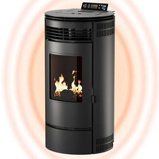UMBRELLA® Stufa a pellet PR8 - Riscaldamento a pellet da 9 kW–Nero [Wi-Fi Ready]