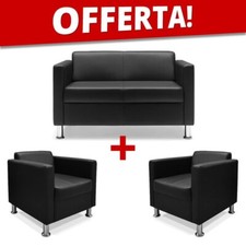 Set Divani ecopelle nera 2+1