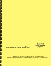 Marantz 1070 Amplificatore Console Stereo 2 in 1 MANUALE PROPRIETARIO E SERVIZIO