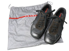 Scarpe Prada uomo (UK) 8 grigio/argento lacci basse scamosciate misto sneaker