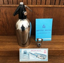 VINTAGE BOTTIGLIA/CONTENITORE SIFONE SELTZ MEPRA ACCIAIO DOCUMENTI LUMEZZANE