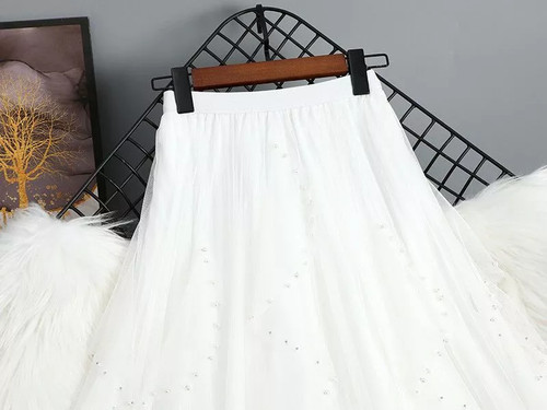 Gonna tulle lunga bianca - tulle,