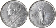 VATICAN CITY LIRE 100 POPE