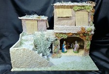 Presepe artistico artigianale Illuminato LED - Scena della Natività Invernale