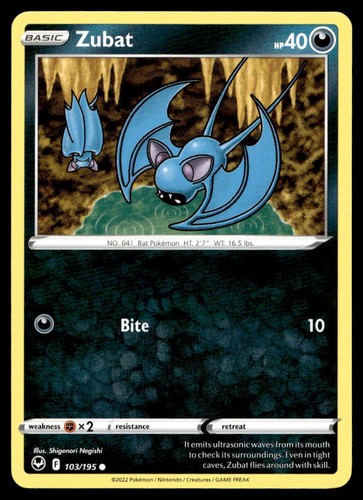 Zubat 103 195 carta pokemon - zubat,