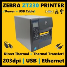 ✅Zebra ZT230 Stampante Etichette Trasferimento Termico 203dpi, USB/Ethernet, Venditore USA!🔥⭐