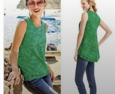 CABI Style 5036 Gemma Sleeveless Eyelet Tank Top Blouse Green Small High Low