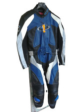 Tuta in pelle da moto Axo Racing blu in 2 pezzi divisibile con protezioni