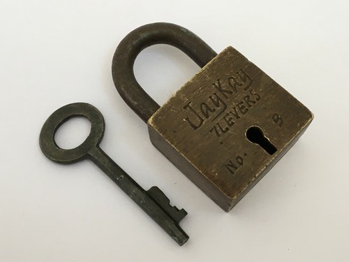 Vintage padlock with key - padlock,