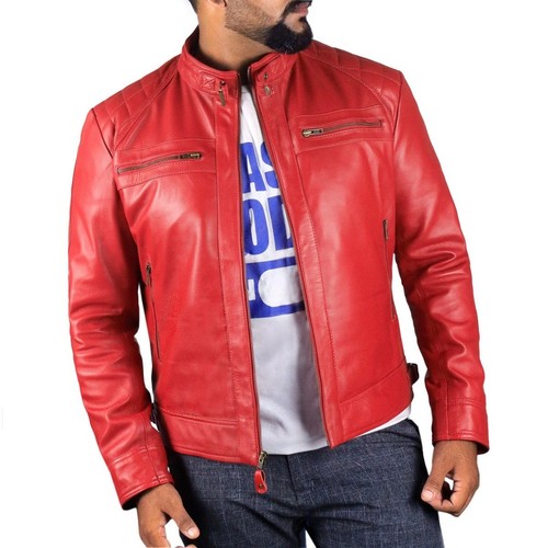 Uomo pelle rossa giacca - pelle,