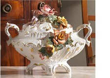 Centrotavola soprammobili Capodimonte  zuppiera soprammobili con fiori 45x35 cm