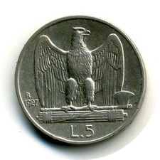 ITALIA 5 LIRE 1927  VITTORIO