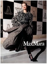 2018 Max Mara Print Ad, Model Kris Grikaite Leopard Print Coat Voluminous Skirt