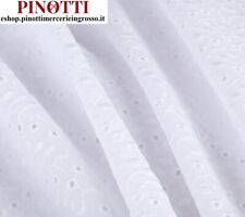 TESSUTO STOFFA PIZZO SANGALLO 100% COTONE BIANCO CAMICERIA  AL METRO/ALTO CM 140