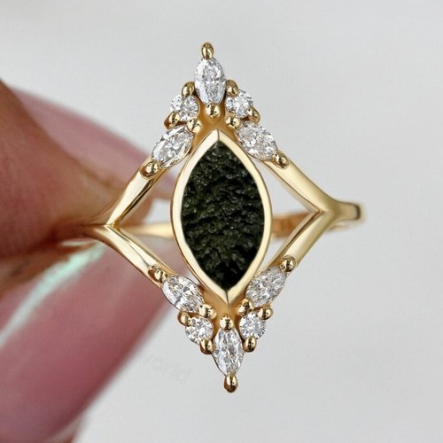 Anello moldavite 14ct argento - moldavite,