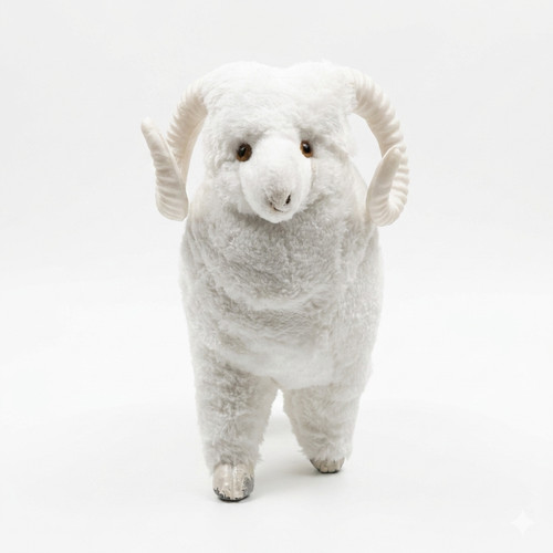 Realistic white ram - ram, plush