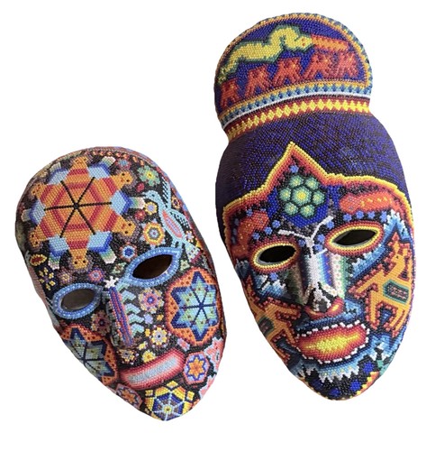 Maschera legno con perline - maschera,