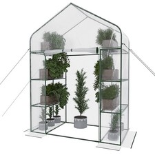 Serra a casetta da giardino orto con porta 8 ripiani telaio in acciaio telo PVC