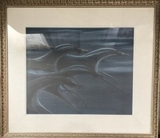 [Cavalli blu] Eraldo Fozzer (tecnica mista su tavola 1970 firmato)