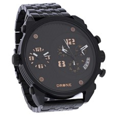 Orologio Cronografo Quarzo Uomo Drone Dual Time Quadrante Nero DRN-105E