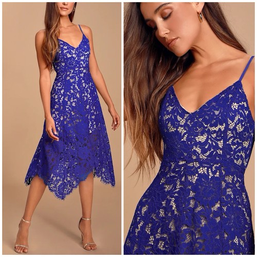 Abito midi lulus blu - lulus, royal