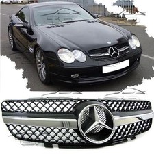 GRIGLIA CALANDRA ANTERIORE NERO-CROMO PER MERCEDES SL R230 01-06 AMG LOOK NEW