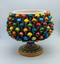 Caltagirone Ceramica Vaso a  mezza pigna siciliana Multicolore 22/23cm Dia.