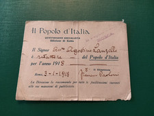 Tessera Il Popolo D' Italia Ancora Del Partito Socialista Italiano PSI Lanzillo