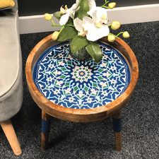 Tavolino estremità tavolo bevande vassoio tavolo tavolo - stampa blu Marrakech