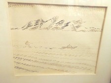 POMPEO PIANEZZOLA  -  SCI NAUTICO A CADAQUEL  -  INCHIOSTRO SU CARTA  cm. 33x41