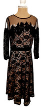 Abito donna Little Mistress taglia 12 nero midi occasioni speciali pizzo overlay