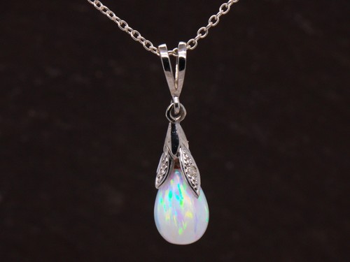 9ct bianco oro opale - bianco,