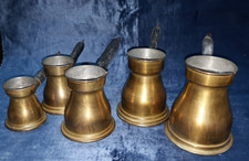 RARO Set Antiche CAFFETTIERe  TURCHIA in OTTONE e LEGNO originale turca usate