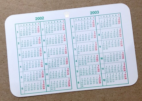 Rolex 2002 2003 calendar - rolex,
