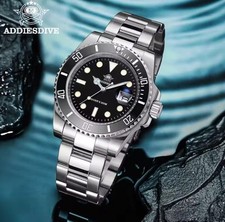 Orologio Sportivo Stile Submariner ADDIESDIVE Uomo Acciaio Inox Quarzo Impermeabile