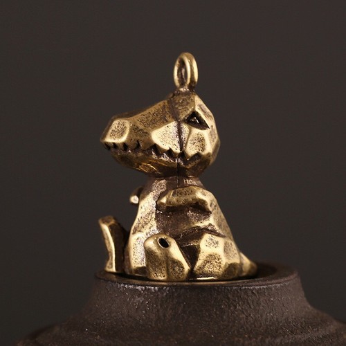 Solid brass dinosau keychain - solid,