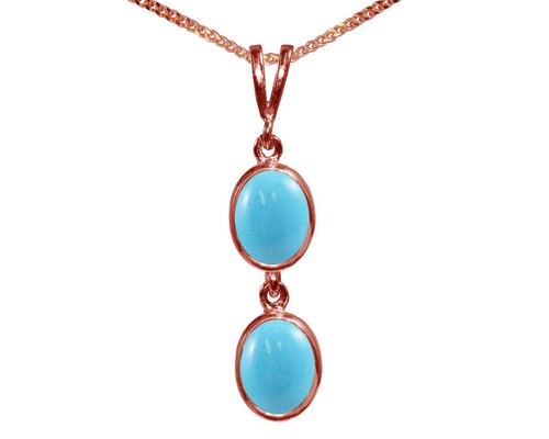 9ct oro rosa turchese naturale - rosa,