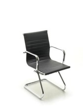 Poltrona Sedia Ufficio sala d'attesa con braccioli acciaio e similpelle