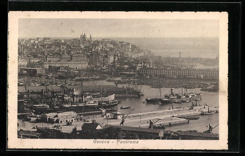 Cartolina genova panorama - cartolina, genova,