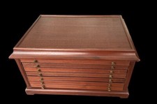 Monetiere a scrigno in noce nazionale massello - ottone; vintage anni '80