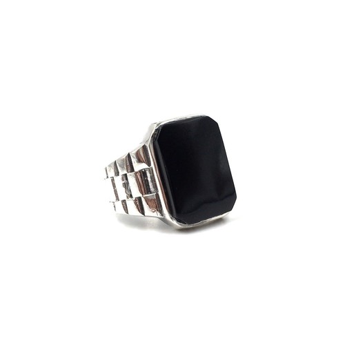 Anello argento 925 onice - argento,