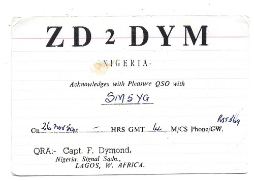 Qsl radio zd2dym nigeria - radio,