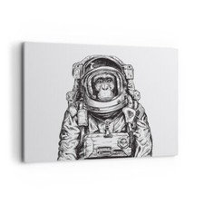 Quadro su Tela 100x70cm Scimpanzé astronauta disegno Stampe Immagini Murale
