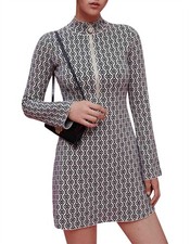 Mini Abito Maje Roy Stampa Jacquard Maglia Zip Taglia M EU 38 UK 10