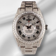 Rolex Sky-Dweller 42mm Acciaio Ostrica Orologio Iced Da 25ct Diamanti Ref 326934