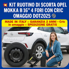 💥Kit Ruotino Scorta Opel Mokka B 16” 4 Fori Con Cric + Astuccio Gratis DOT2025 